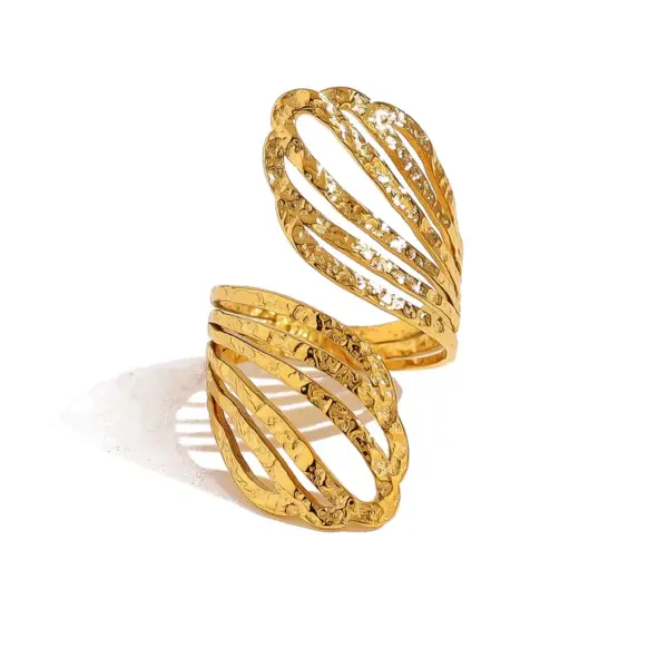 Wholesale PVD Coated 18K Gold Real Gold Plated Geometric 304 Stainless Steel French Style Commute IG Style Waterproof Non Tarnish Open Rings