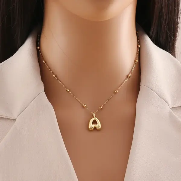 Wholesale Simple Style Letter Stainless Steel Copper Plating 18K Gold Plated Pendant Necklace