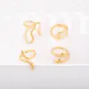 Wholesale 304 Stainless Steel Star Mermaid Snowflake PVD Coated Stone-Free Golden Plated Elegant Cute Romantic Open Rings
