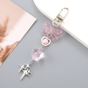 K4845 bow four-pointed star pendant pink / Small pendant