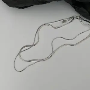 3mm Wide Double-Layer Non-Split Silver 40 44 5cm Extension Chain