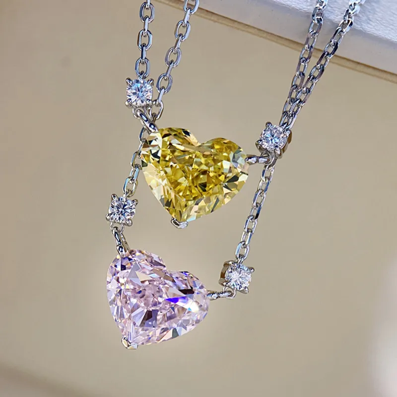 Wholesale Copper Plating Heart Crystal Necklaces
