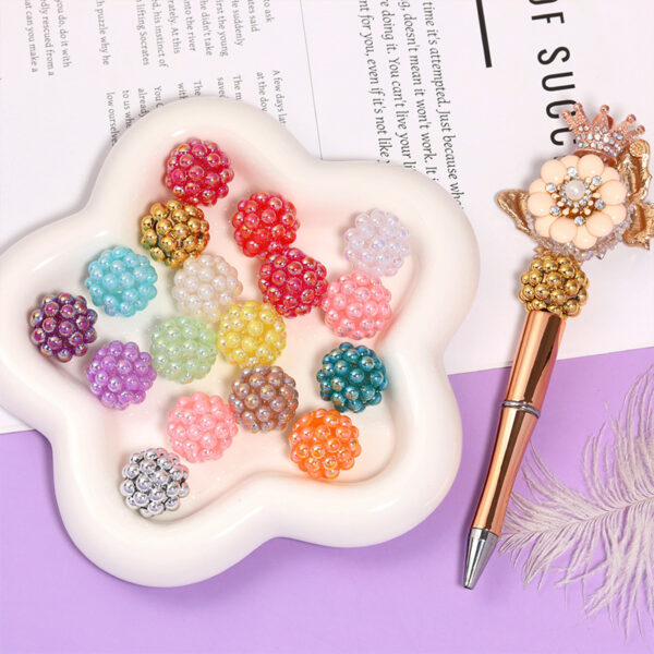 Wholesale Heavy-duty plated solid color acrylic bayberry ball with through holes, DIY mobile phone chain, beaded pen jewelry accessories