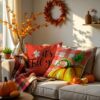 Wholesale Thanksgiving pumpkin pillow linen dirt-resistant breathable seat cushion living room decorative sofa pillow case
