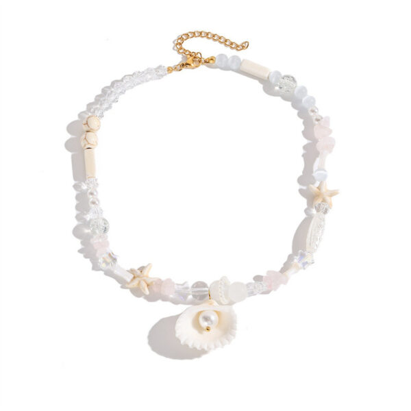 Wholesale Summer Beach Jewelry Starfish Series Pearl Starfish Conch Shell Necklace Women's Multi-element Beaded Crystal Necklace