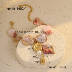 Nmsb-e652-1 pink conch bracelet / 18K