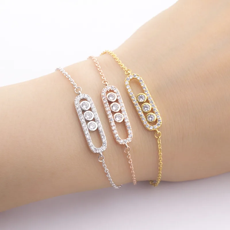 Wholesale Jewelry Geometric Copper Crystal Inlay Diamond Bracelets