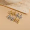 Wholesale 1 Pair Classic Style Geometric Asymmetrical Plating Inlay Copper Zircon 14k Gold Plated Ear Studs