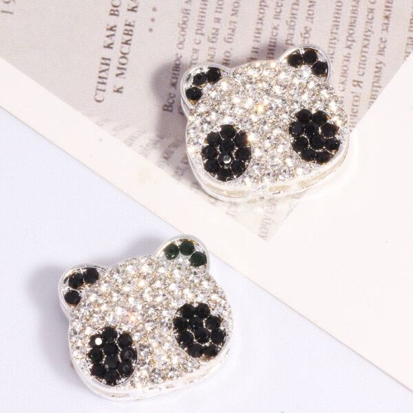 Wholesale Three-dimensional double-sided full-diamond panda four-hole loose beads beaded DIY mobile phone key chain necklace bag chain accessories