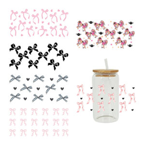 Wholesale Cute little bow 16oz Cup UV DTF Wraps
