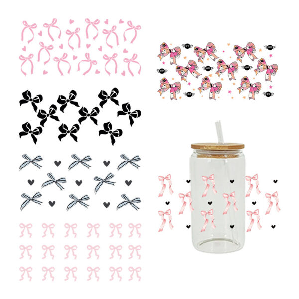 Wholesale Cute little bow 16oz Cup UV DTF Wraps