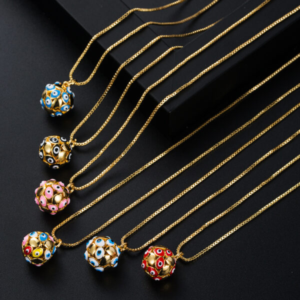 oly-877657112e42cf2a157b5959ee251b31 Wholesale copper plated real gold drop oil eye pendant women's fashion geometric spherical necklace Devil's Eye necklace