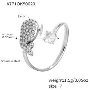 A771-Steel Dolphin 5A Zircon Ring / 7