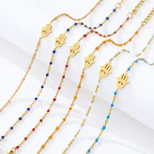 Wholesale Fashion Devil's Eye Palm Stainless Steel Inlay Beads Bracelets