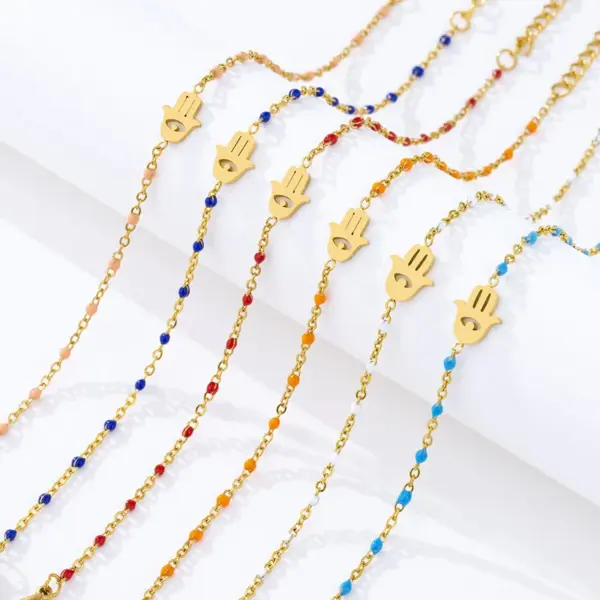Wholesale Fashion Devil's Eye Palm Stainless Steel Inlay Beads Bracelets