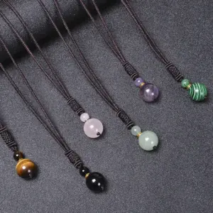 Wholesale Ethnic Style Geometric Malachite Tiger Eye Obsidian Necklace 1 Piece