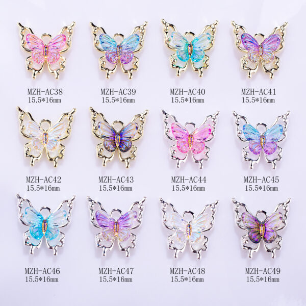 Wholesale New Butterfly Nail Art Accessories Laser Magic Color Gradient Ice Penetrant Elf Butterfly Stereoscopic Nail Accessories Nail Art Butterfly