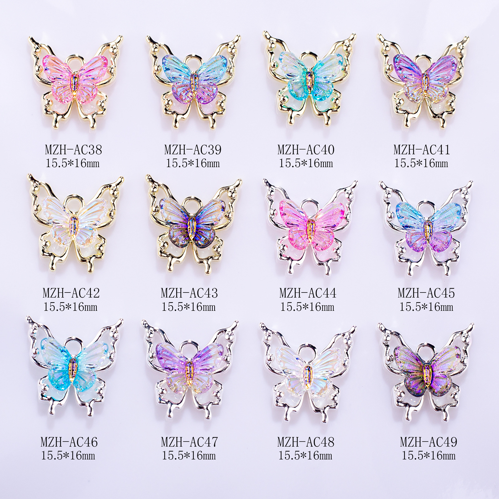 Wholesale New Butterfly Nail Art Aessories Laser Magic Color Gradient Ice Penetrant Elf Butterfly Stereoscopic Nail Aessories Nail Art Butterfly