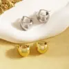 Wholesale PVD Coated Real Gold Plated 18K Gold Geometric 304 Stainless Steel Simple Style Waterproof Non Tarnish Huggie Earrings