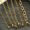 304 Stainless Steel Chain PVD Coated Stone-Free Real Gold Plated Simple Style Commute Waterproof Non Tarnish Paperclip Chain Micro Super Whisper Thin Chain Ball Chain Lobster Trigger Clasp Closure Necklace Choker