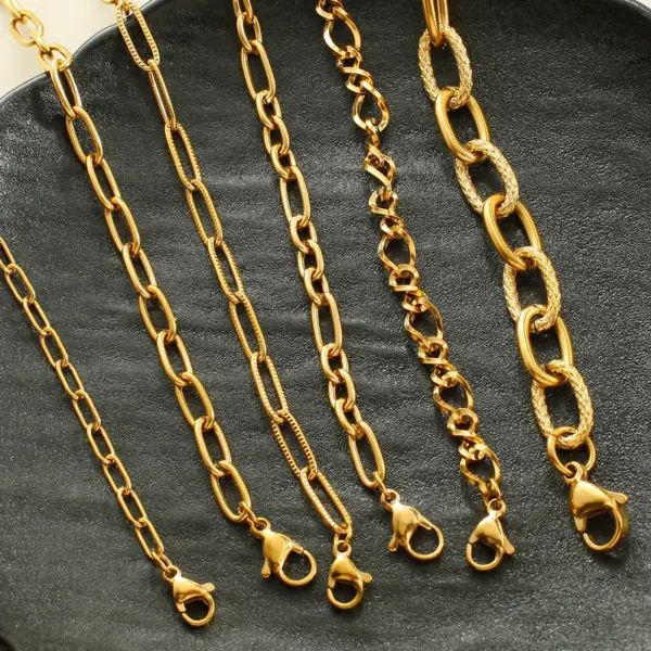 304 Stainless Steel Chain PVD Coated Stone-Free Real Gold Plated Simple Style Commute Waterproof Non Tarnish Paperclip Chain Micro Super Whisper Thin Chain Ball Chain Lobster Trigger Clasp Closure Necklace Choker