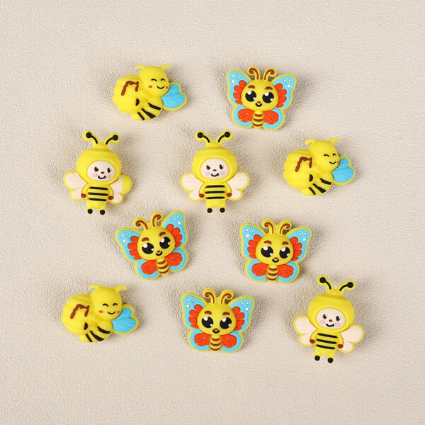oly-8791f77aa198abcff088816007561e68 Wholesale in stock 3D cartoon bee silicone bead jewelry loose beads chilen DIY beaded pen stereo silicone beads