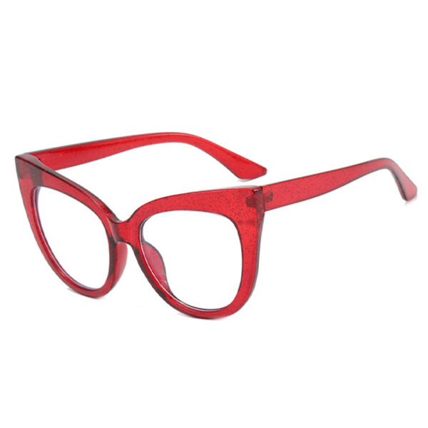 Wholesale Cross-border hot-selling large-frame cat-eye-shaped frame glitter anti-blue-ray glasses European and American fashion retro flat glasses