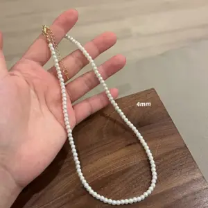 4mm Pearl Necklace [Titanium Steel Metal Does Not Fade]]