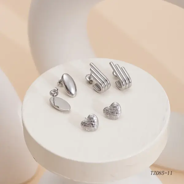 Wholesale Real Gold Plated Geometric 304 Stainless Steel Simple Style Waterproof Non Tarnish Ear Studs