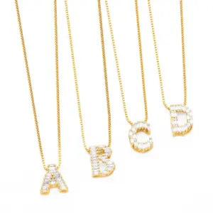 Wholesale PVD Coated Real Gold Plated 18K Gold Letter Stainless Steel Copper Basic Simple Style Waterproof Non Tarnish Stainless Steel Pendant Necklace
