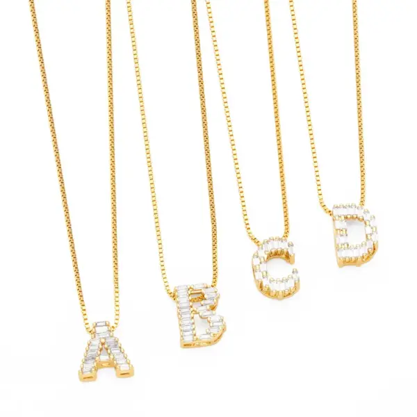 Wholesale PVD Coated Real Gold Plated 18K Gold Letter Stainless Steel Copper Basic Simple Style Waterproof Non Tarnish Stainless Steel Pendant Necklace