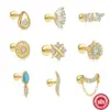 1 Piece Ear Cartilage Rings & Studs Vintage Style Geometric Solid Color 925 Sterling Silver Plating