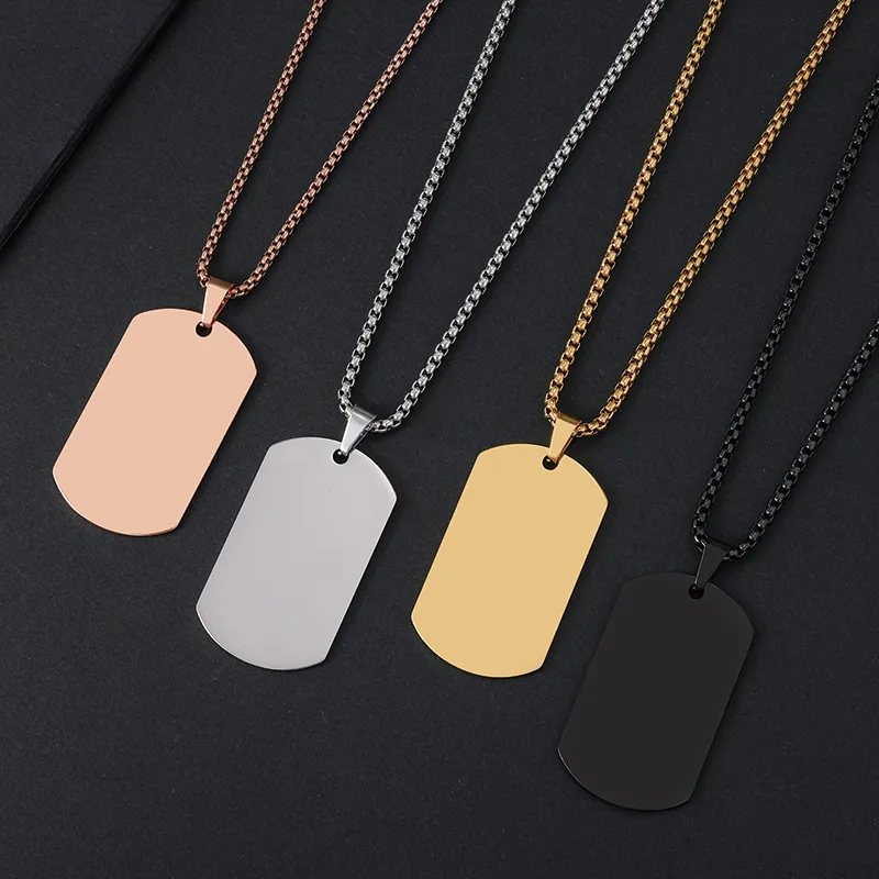 Wholesale Vacuum Plating Geometric Customization Laser Engraving 201 Stainless Steel Vintage Style Classic Style 201 Stainless Steel Pendant Necklace