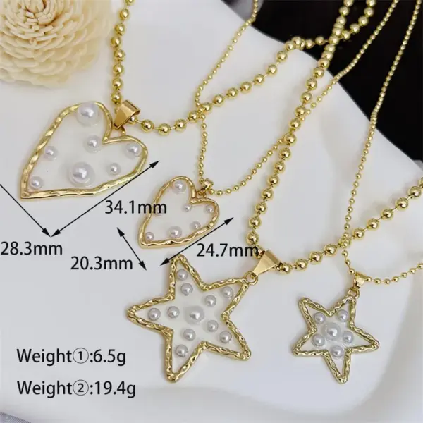 18K Gold Plated Star Heart Shape Copper Simple Style Classic Pendant Necklace