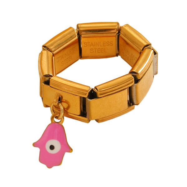 Wholesale Oil-drip palm eye ring titanium steel square module ring