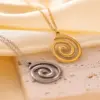 Wholesale PVD Coated 18K Gold Plated Solid Color Spiral 304 Stainless Steel Casual Cute Classic Style Waterproof Non Tarnish Pendant Necklace