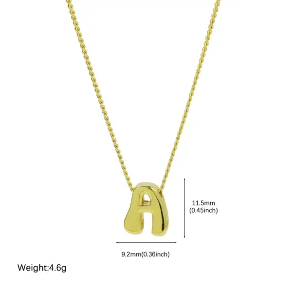 Popular 18K Brass Glossy DIY Name Bracelet Necklace 26 English Letters Pendant Parts