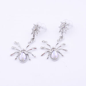 White spider earrings
