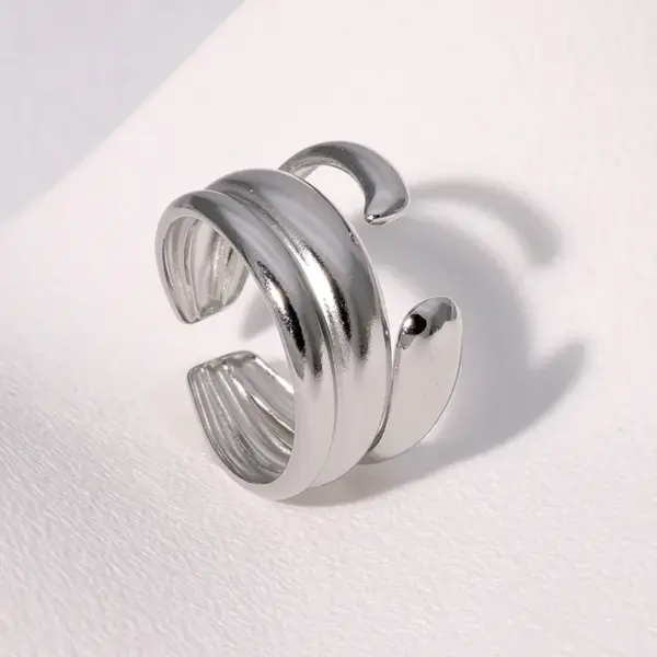 Wholesale PVD Coated Real Gold Plated 18K Gold Lines 304 Stainless Steel Modern Style Simple Style IG Style Waterproof Non Tarnish Open Rings