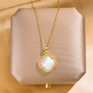 33. White Diamond Four-Leaf Clover
