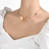 Wholesale Jewelry Simple Style Geometric 201 Stainless Steel Zircon 18K Gold Plated Plating Stainless Steel Necklaces