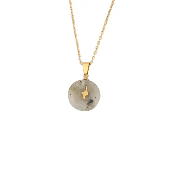 Wholesale Pastoral Geometric Natural Stone 18K Gold Plated Natural Stone Pendant Necklace In Bulk