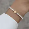 Wholesale PVD Coated Real Gold Plated Letter Heart Shape 304 Stainless Steel Artificial Pearl Elegant Simple Style Waterproof Non Tarnish Pearl Bracelets