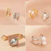Wholesale Jewelry Hollow C-shaped Pearl Copper Inlaid Zircon Ear Clip Nihaojewelry