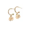 Wholesale 1 Pair Simple Style Four Leaf Clover Flower Plating Titanium Steel Earrings