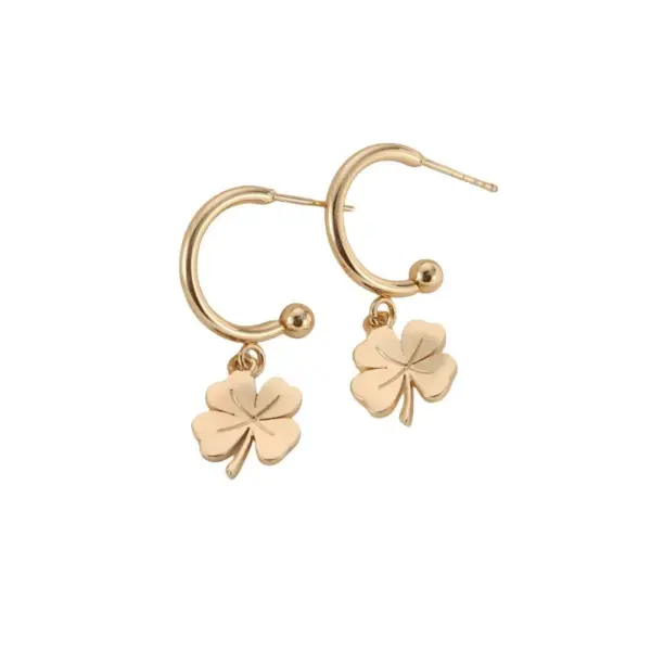 Wholesale 1 Pair Simple Style Four Leaf Clover Flower Plating Titanium Steel Earrings