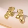 201 Stainless Steel 304 Stainless Steel Flower Petal Electroplating Stone-Free Imitation Gold Sweet Flowers Ear Studs