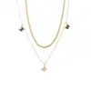 Wholesale Jewelry Retro Butterfly 304 Stainless Steel Acrylic Shell Gold Plated PVD Coated Inlaid Gold Bracelets Necklace