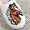 Wholesale Ins Popular Amazon Cotton Slippers for Men and Women, Comfortable Plush with Horse Head Embroidery, Aliexpress Independent Site