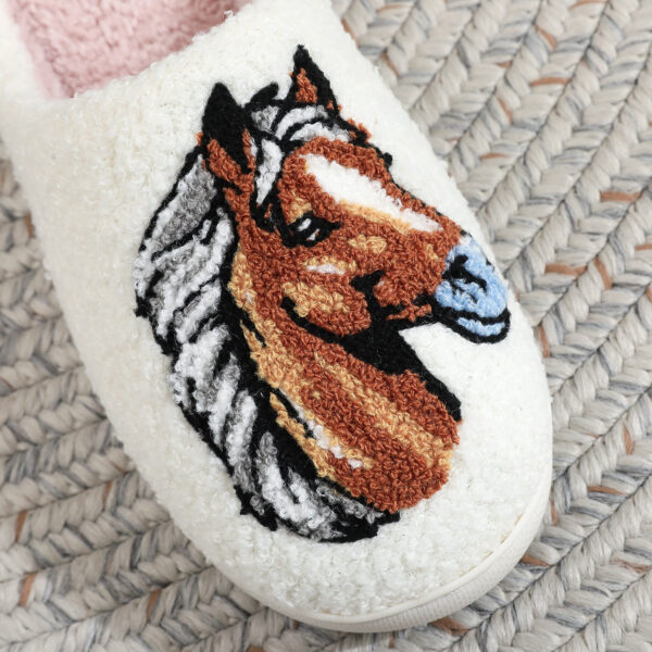 Wholesale Ins Popular Amazon Cotton Slippers for Men and Women, Comfortable Plush with Horse Head Embroidery, Aliexpress Independent Site